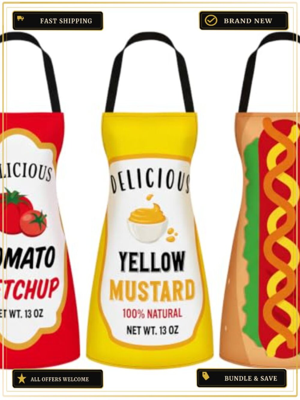 Halloween Couple Costume Aprons Polyester 3 Pc Set Adult Fit